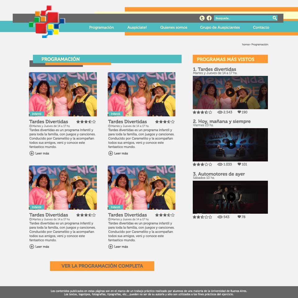 Propuesta Pagina Programacion