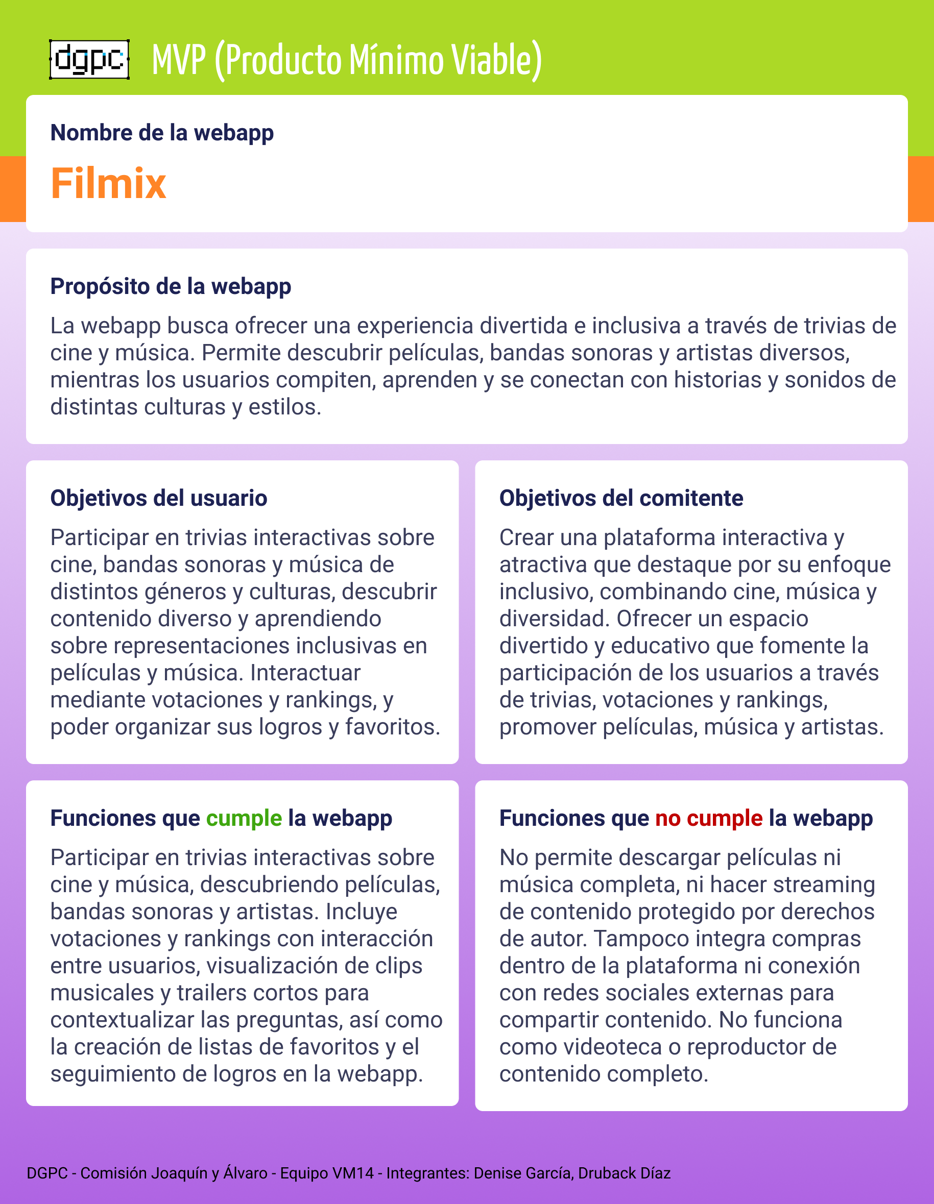 MVP - Etapa 2 del plan de trabajo FILMIX