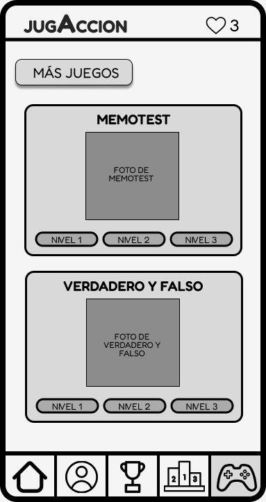 Pantalla de más juegos de celular